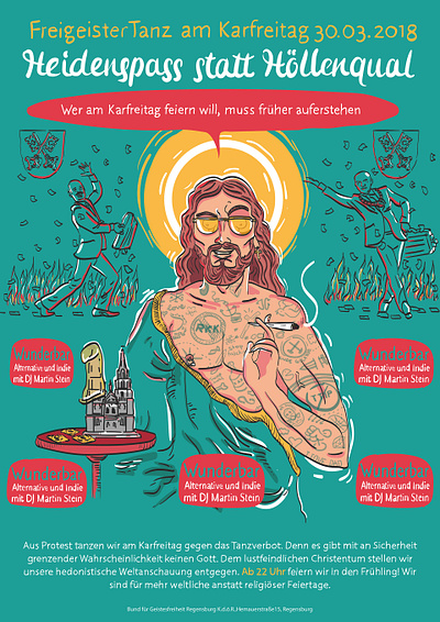 Heidenspass statt Höllenqualen 3 design illustration jesus tattoo vector