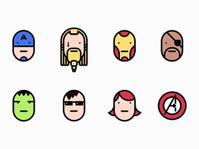 Avengers Icon Set avatar avengers avengersendgame blackwidow captain america design hawkeye hulk icons iconset illustration ironman logo marvel nick fury set thor ui vector