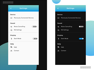Daily UI #007 Settings app dark dark ui design mobile mobile ui sketchapp ui ui design ux ux design