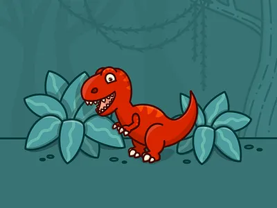 Dino 🦖 animal baby dino dinosaur illustration jungle plant plants prehistoric procreate procreate art t rex trees tyrannosaurus tyrannosaurus rex vines