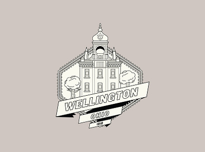 𝕙𝕠𝕞𝕖𝕥𝕠𝕨𝕟 architecture brand design building cream dribbble dribbleartist hometown illustration logo ohio ohio state ribbon shield shot vector vintage weekly challenge weekly warm up