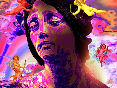 Angels Art angel angels art clouds collage collageart colorful gradient iridescent klarens modern poster poster art trippy