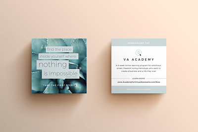 VA Academy Postcards branded collateral branded design branding color palette design design agency graphic design logo logo design marketing materials print design square cards typography