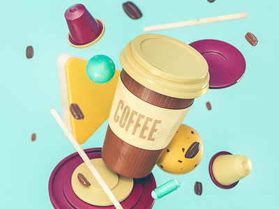 Take Away Coffee! 3d abstract capsules cinema 4d coffee coffee beans design illustration octane render shop take away