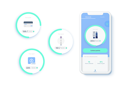 Brushly - Points System Design app health healthtech medical rewards teeth ui ux