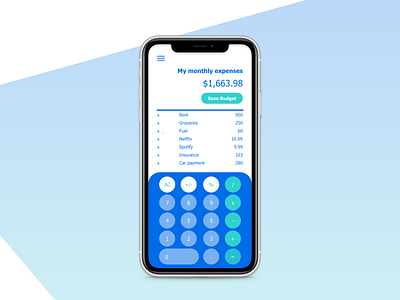 Budget Calculator adobexd budget calculator dailyui dailyui004 dailyuichallenge design digital mobile ui ux uxui