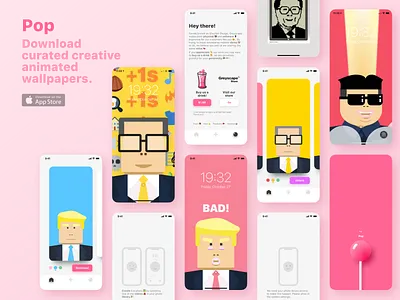 Wallpaper app design app appstore candy card design drink illustration ios live lolipop photo pink pop product trump ui ux video wallpaper web
