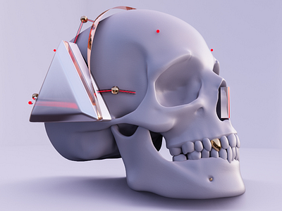 Silent MODE - 3Death Headphone 3d 3dart art band blender concept death eevee headphone industrial music podcast poster product product design skeleton skull song