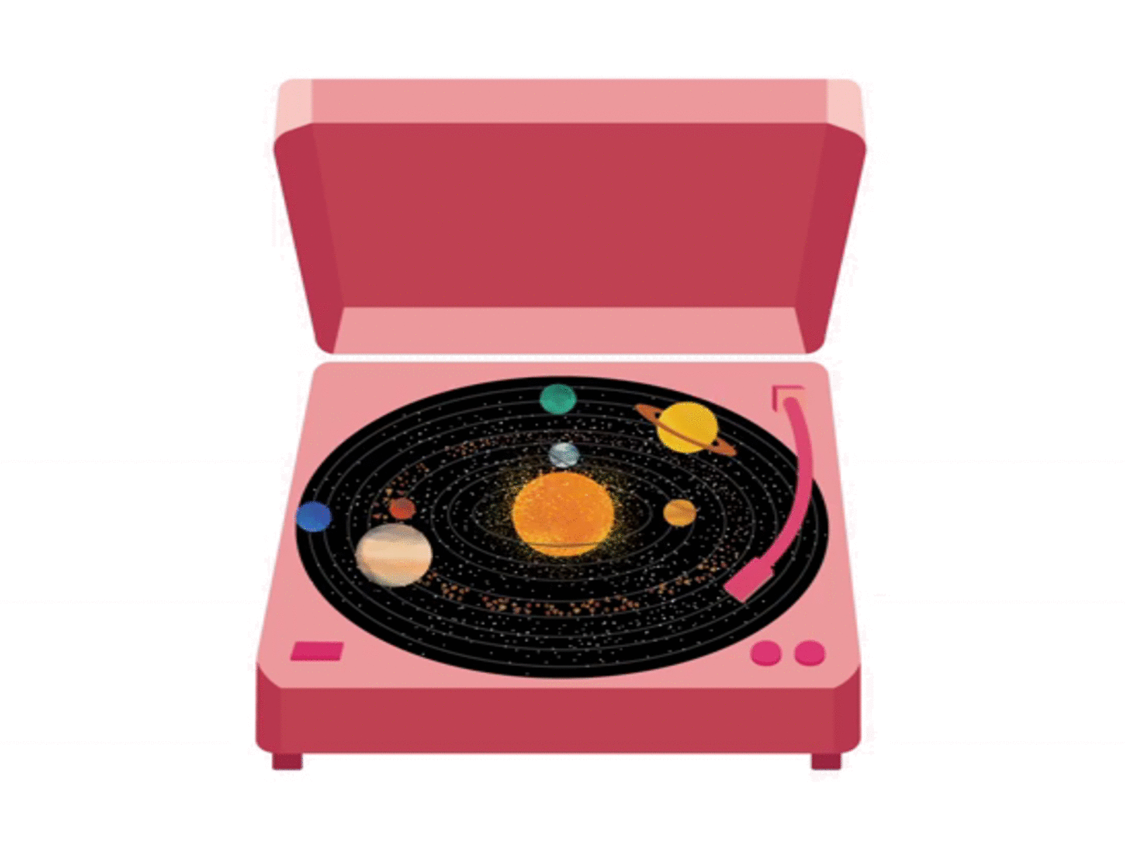 the universe on the record earth illustration motion design record sun universe vinyl