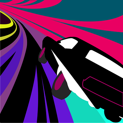 "Space Fam" Cover Art album art album artwork car contrast design driving fast flat graphic illustration soundcloud speed