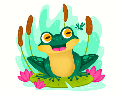 Frog and Dragonfly children childrens books colorful design digital art editorial editorial illustration graphic art illustration illustrator kid lit art kidlit kids nicole wilson