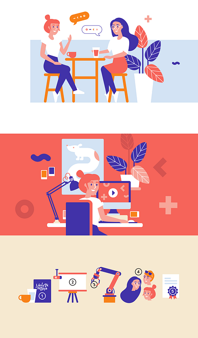 Girls' Day illustration character computer daschund desk dog event girl home office imac lamp learn plant poster school science sitting stem study teen womans
