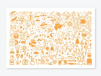 Orange Objects animal beer branding caseyillustrates dinosaur dog florida houseplant houseplants icons illustration monocromatic ocean pattern pokemon portfolio print design space vector