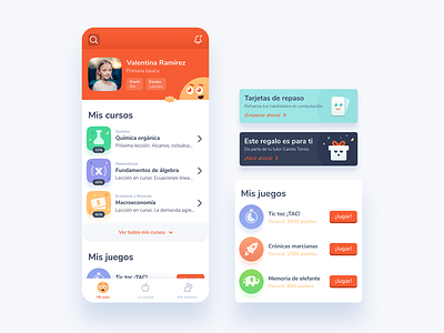 Education app for kids app children classroom course education game gamification interface kids kinder garden memory profile reinforce review school student subjects teacher ui user