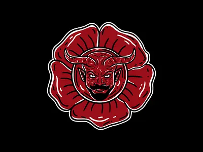 blooming devil artwork artworkforsale available demon design devil evil icon illustration red sale satan satanic vector vintage illustration