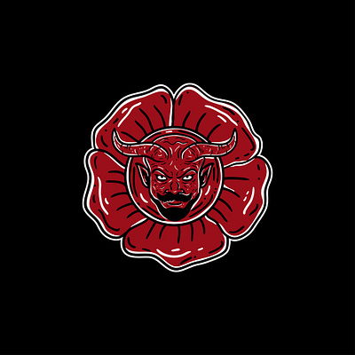 blooming devil artwork artworkforsale available demon design devil evil icon illustration red sale satan satanic vector vintage illustration