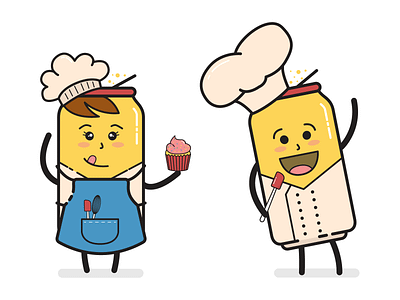 Beer Bakers bake baker baking beer beer buddies beer can character cute food happy illustration vector