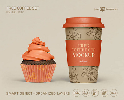 Coffee Set Mockup Template Free PSD freebies illustration isometric medical mockup packaging