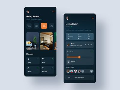 Smart Home App Exploration app designers best design best designer corporate agency illustration creative design dark app design designer dribbble best shot experiencedesign interfacedesign ios android interface minimal clean new trend popular trending graphics smart home ui ux kit pricing uidesign uiux ux web app typography