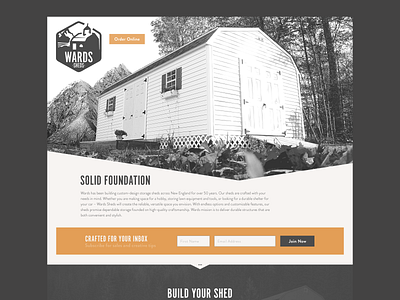 Wards Sheds Homepage app brand branding configurator illustration logo orange photography typography ui updates ux web