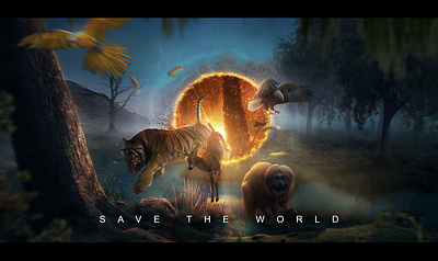 Save the world amazon artdirection design fire forest manipulation photoshop time