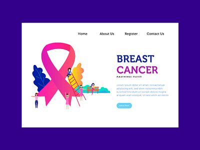 Landing page Breast Cancer breast cancer character flat design graphic design illustration interface landing page people ui vector web woman