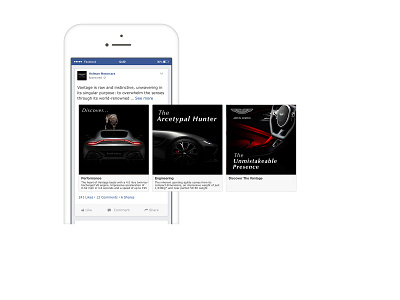 Aston Martin Vantage - Facebook Carousel ad design advertising automotive branding campaign design design direction digital digital design facebook graphic design luxury brand marketing photoshop typography