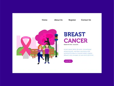 Landing page Breast Cancer breast cancer character design flat design graphic design illustration interface landing page people ui vector web web design woman
