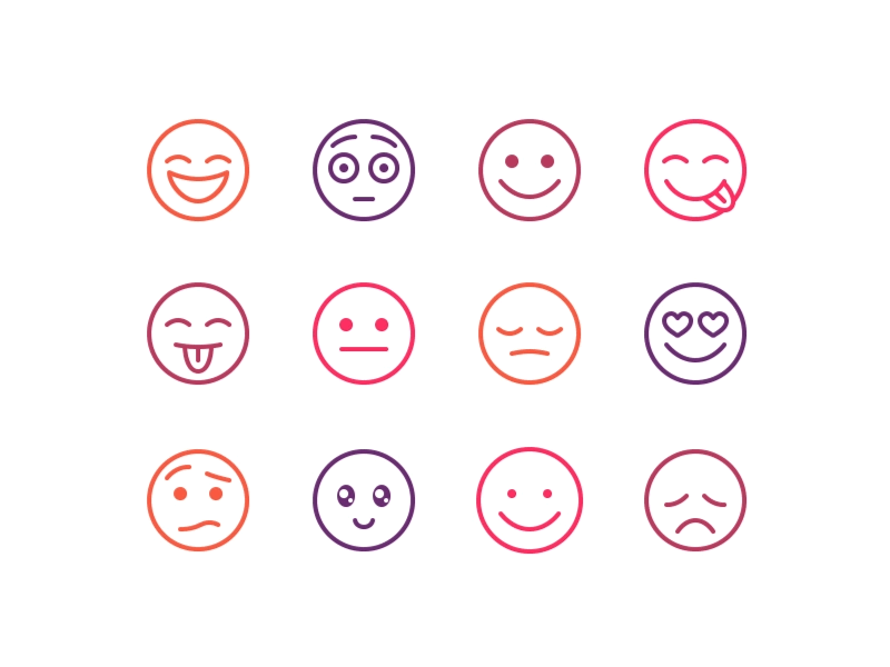 So many emotions animated animation emoji face happy icon icons lol love sad smile wink