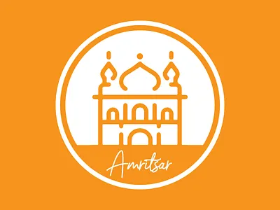 02 - Weekly Warm Up - Hometown Amritsar golden temple lines orange sapientartist stickers vector vectorart weekly warm up