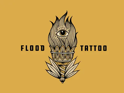 Flood Tattoo artist illustration logo logo design tattoo tattoo shop type treatment