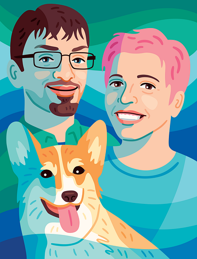 Family Portrait corgi family illustration portrait vector