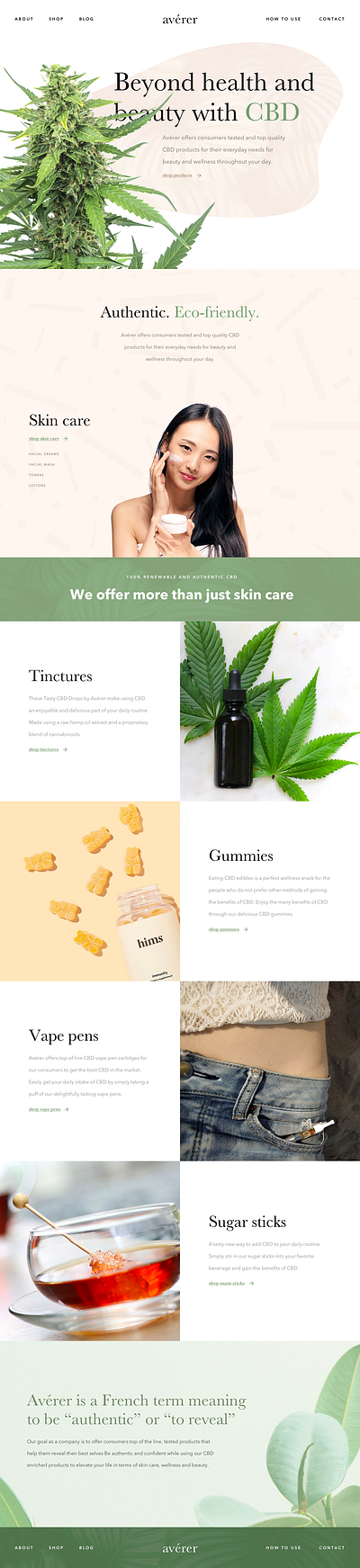 Avérer - CBD Beauty & Health classy clean creative dispensary flat health isometric skin care ui user interface ux weed whitespace