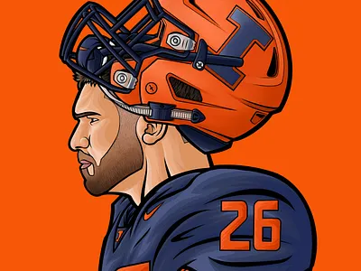 NCAA Illinois Illini Mike Epstein art artist college college football college sports football illustration illustrator ncaa sports