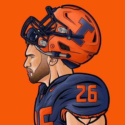 NCAA Illinois Illini Mike Epstein art artist college college football college sports football illustration illustrator ncaa sports