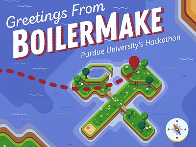 Greetings from BoilerMake illustration island treasure vector