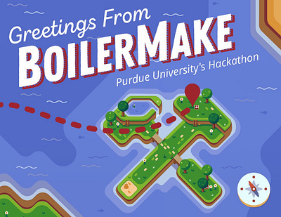 Greetings from BoilerMake illustration island treasure vector