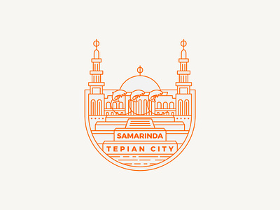 This is my hometown, Samarinda Tepian City borneo city dolphin east borneo emblem homepage design hometown icon illustration indonesia islamic jordi logo mark mascot masjid pesut sticker town