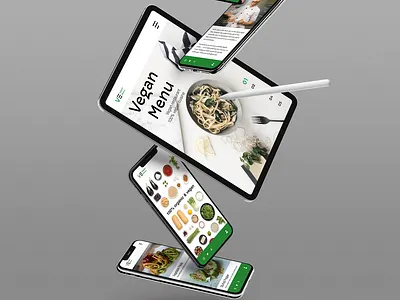 Vegan Menu Restaurant Gravity Devices UI Mockup