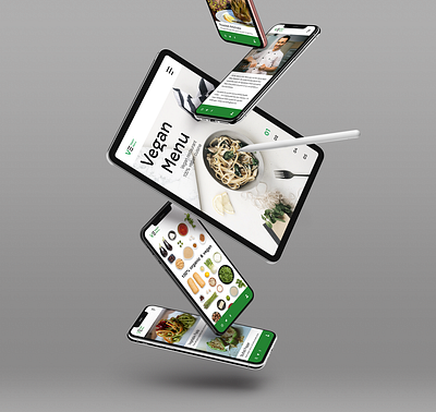 Vegan Menu Restaurant Gravity Devices UI Mockup