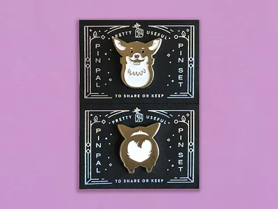 Snoots n' Sploots: Corgi Pin Set corgi corgi butt dog enamel pin flair foil gold holofoil product snoot soft enamel sploot
