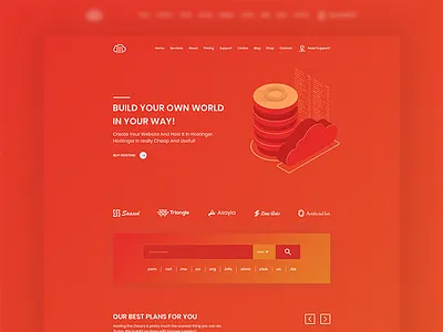 Hosting Website Landing Page Design branding colorful landing page ui landingpage psd psd template saas landing page template typography website