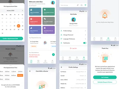 Health & Medical App android app appointment appointment detail calendar design doctor document empty state healthy illustration medical medicine order patient app popup time tracking typography ui vector