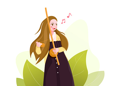 Sing girl girl illustration music sing vector