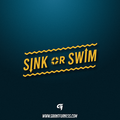 SINK OR SWIM CUSTOM LOGO DESIGN CONCEPT arrow branding customlogodesign design graphicdesign icon identity illustration lettering logo logodesign raft sink swim typography vector water waves