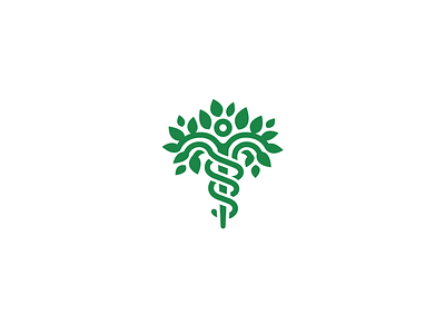 tree doctor caduceus green leaves logo tree