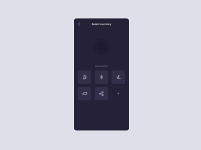 Crypto currency selector animation animation app bitcoin blockchain crypto crypto exchange dark theme design interaction interface ios mobile ui ux vector wallet