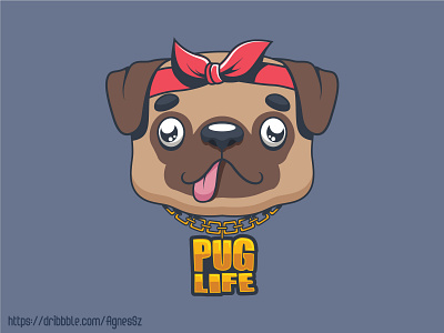 Pug life T-shirt design animal art bling cartoon character cute design dog funny gangsta illustration kawaii pug pun t shirt thug vector