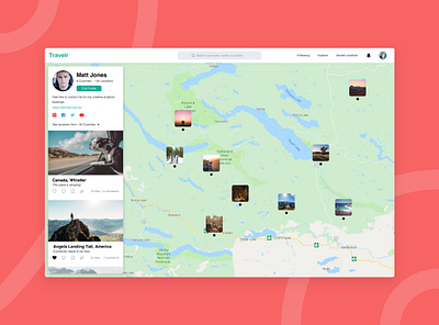 Travelr App Concept design ui ux web