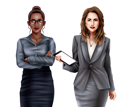 Ebony & Ivory -close up- adobeillustator beauty character design digitalart fashion illustration ladies office office lady pretty secretary vector vectorart woman work